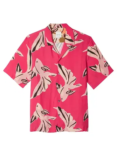 Paul Smith Men's Le Penche Fish Camp Shirt - Fuchsia - Size Small | Thumbnail 1 Paul Smith Men's Le Penche Fish Camp Shirt - Fuchsia - Size Small | Thumbnail 1