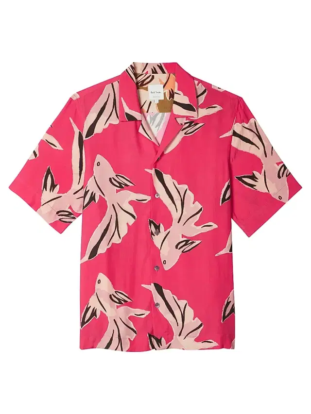 Paul Smith Men's Le Penche Fish Camp Shirt - Fuchsia