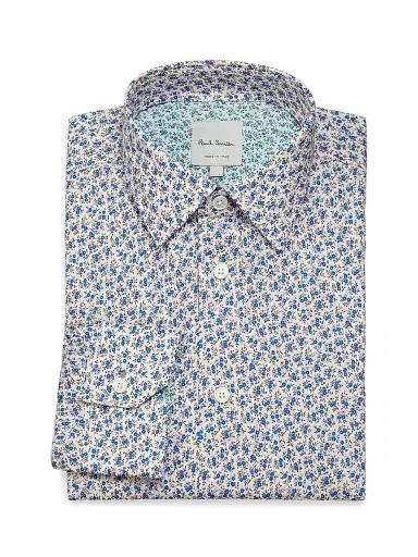 Paul Smith Men's Tailored-Fit Floral Cotton Shirt - Cobalt Blue | Thumbnail 1