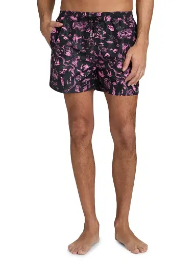 Paul Smith Men's Travel Stories Swim Shorts - Bubblegum Raspberry | Thumbnail 3
