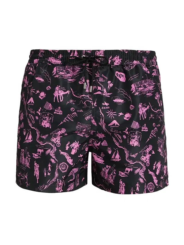 Paul Smith Men's Travel Stories Swim Shorts - Bubblegum Raspberry