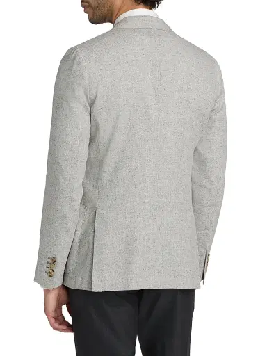 Paul Smith Men's Linen-Silk-Wool Double-Breasted Blazer - Grey | Thumbnail 5