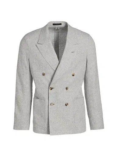 Paul Smith Men's Linen-Silk-Wool Double-Breasted Blazer - Grey | Thumbnail 1