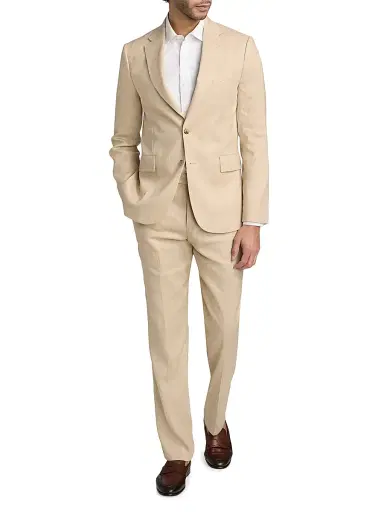 Paul Smith Men's Tailored-Fit Stretch Linen-Wool Single-Breasted Suit - Beige | Thumbnail 2
