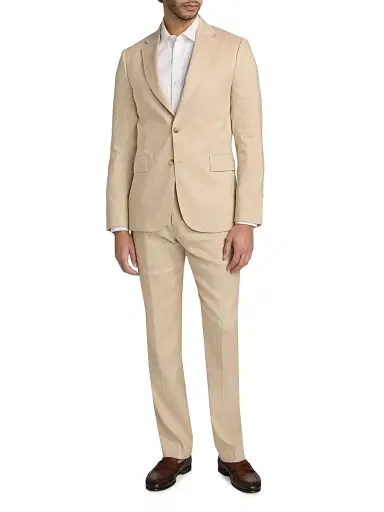 Paul Smith Men's Tailored-Fit Stretch Linen-Wool Single-Breasted Suit - Beige | Thumbnail 3
