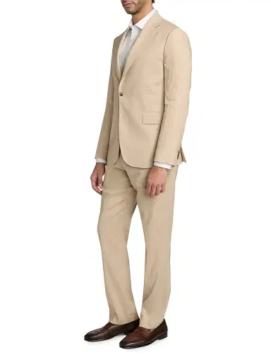 Paul Smith Men's Tailored-Fit Stretch Linen-Wool Single-Breasted Suit - Beige | Thumbnail 4