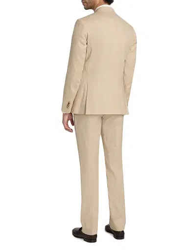Paul Smith Men's Tailored-Fit Stretch Linen-Wool Single-Breasted Suit - Beige | Thumbnail 5