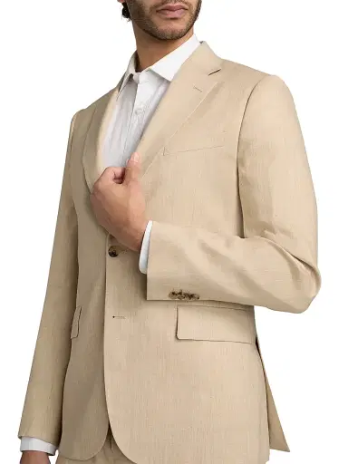Paul Smith Men's Tailored-Fit Stretch Linen-Wool Single-Breasted Suit - Beige | Thumbnail 6
