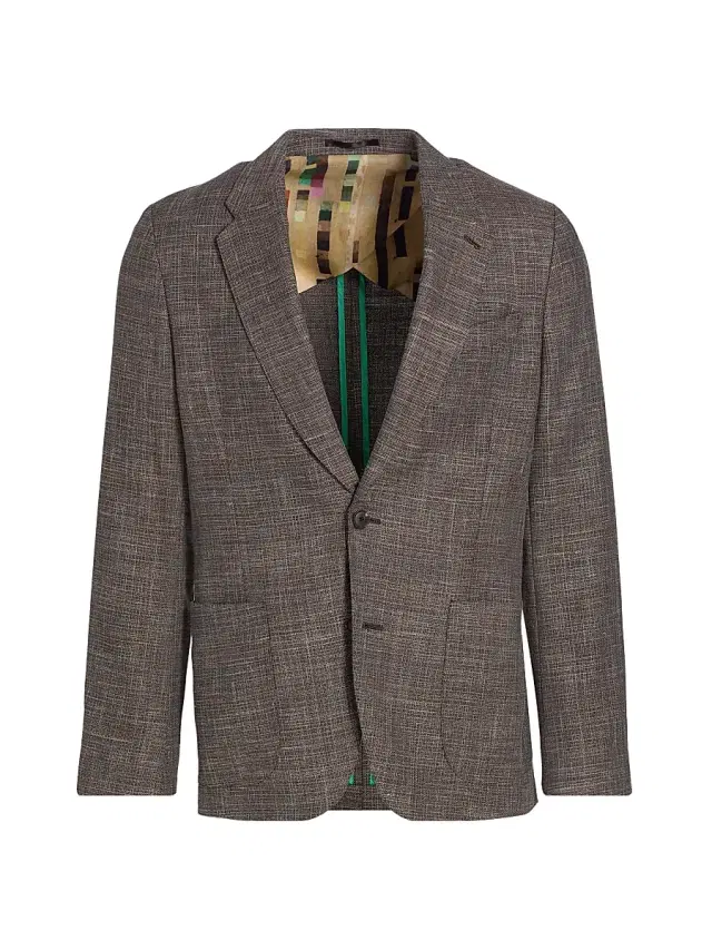 Men's Wool-Blend Single-Breasted Jacket - Grey Beige