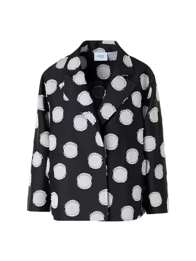 Women's Fringed Polka Dot Jacquard Coat - Black Cream