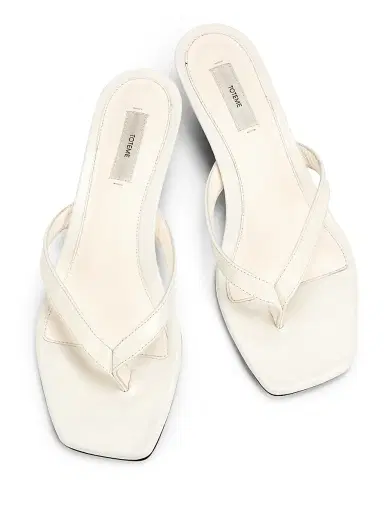 TOTEME Women's 35MM Leather Kitten-Heel Sandals - Off White - Size 11 | Thumbnail 4