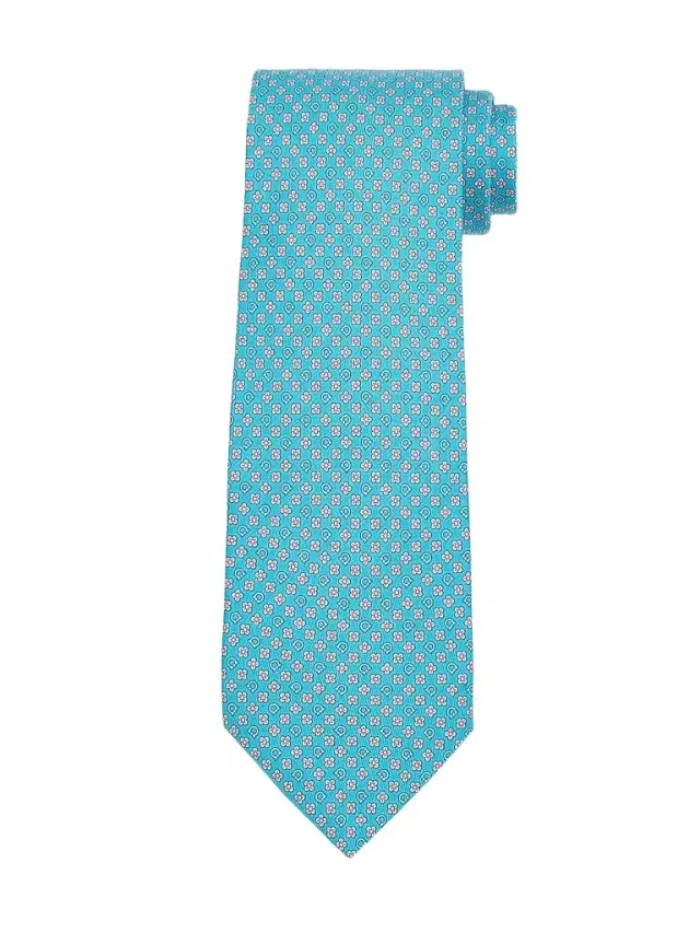 FERRAGAMO Men's Floral-Gancio Silk Tie - Blue