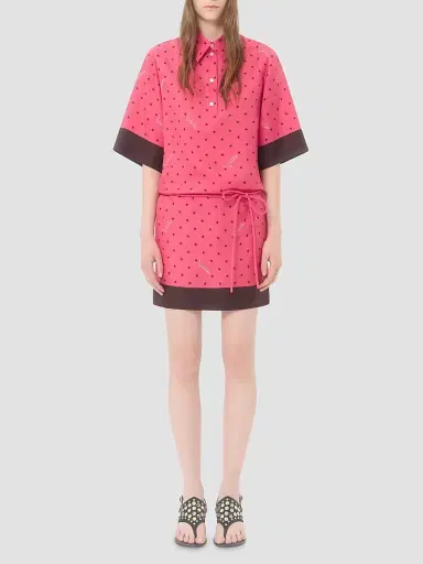 Valentino Garavani Women's Starry Signature Chemisier Dress in Stelline Twill - Coral Chocolate - Size 4 | Thumbnail 2