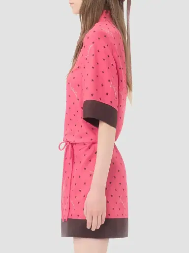 Valentino Garavani Women's Starry Signature Chemisier Dress in Stelline Twill - Coral Chocolate - Size 4 | Thumbnail 4
