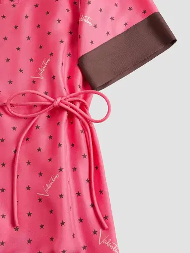 Valentino Garavani Women's Starry Signature Chemisier Dress in Stelline Twill - Coral Chocolate - Size 4 | Thumbnail 7