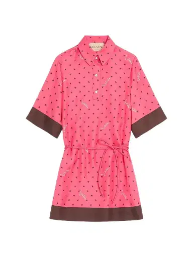 Valentino Garavani Women's Starry Signature Chemisier Dress in Stelline Twill - Coral Chocolate - Size 4 | Thumbnail 1