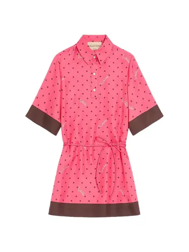 Valentino Garavani Women's Starry Signature Chemisier Dress in Stelline Twill - Coral Chocolate