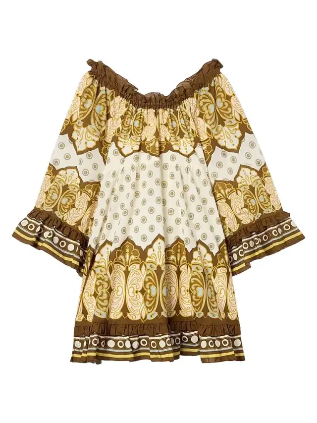 Women's Boho Mini Dress - Cocoon Placee Brown