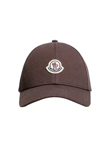 Moncler Men's Baseball Hat in Cotton Gabardine - Brown | Thumbnail 1