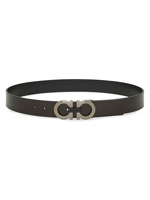 Men's Gancini Reversible Leather Belt - Brown Black