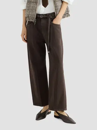 Brunello Cucinelli Women's Dyed Denim Contemporary Square Jeans with Monili | Thumbnail 4