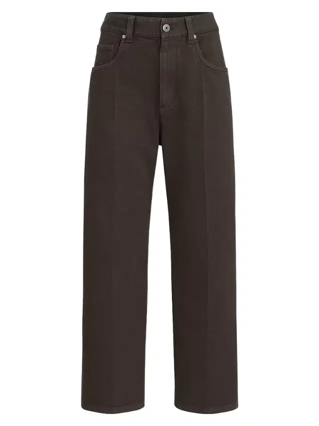 Brunello Cucinelli Women's Dyed Denim Contemporary Square Jeans with Monili - Pine Cone Brown