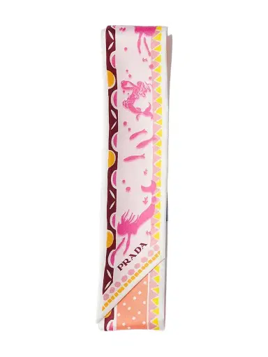 Prada Women's Printed Silk Twill Skinny Scarf | Thumbnail 1 Prada Women's Printed Silk Twill Skinny Scarf | Thumbnail 1