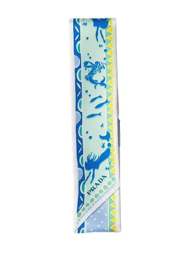 Prada Women's Printed Silk Twill Skinny Scarf | Thumbnail 1 Prada Women's Printed Silk Twill Skinny Scarf | Thumbnail 1