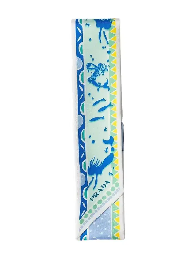 Prada Women's Printed Silk Twill Skinny Scarf - Blue Multi