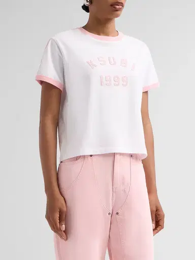Ksubi Women's Higher Than Heaven Varsity Shrunken T-Shirt - White - Size Medium | Thumbnail 4