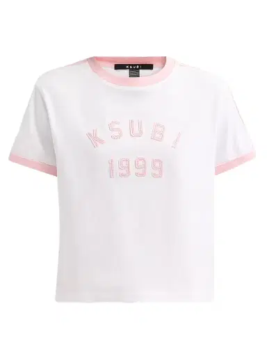 Ksubi Women's Higher Than Heaven Varsity Shrunken T-Shirt - White - Size Medium | Thumbnail 1