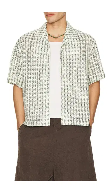 Percival Freddie Crochet Cuban Collar Boxy Shirt | Thumbnail 6