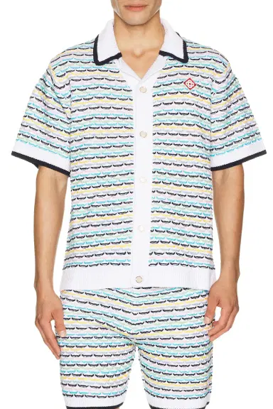Casablanca Tuck Stitch Short Sleeve Shirt | Thumbnail 1 Casablanca Tuck Stitch Short Sleeve Shirt | Thumbnail 1
