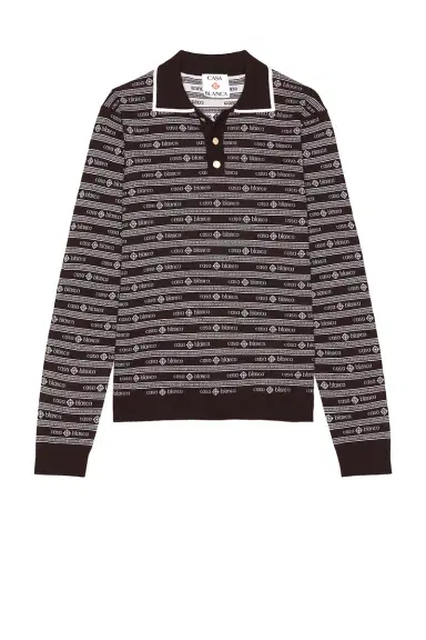 Casablanca Wordmark Long Sleeve Polo | Thumbnail 4 Casablanca Wordmark Long Sleeve Polo | Thumbnail 4