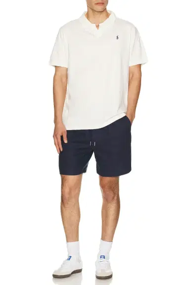 Polo Ralph Lauren Short Sleeve Cotton Linen Johnny Collar Polo | Thumbnail 3