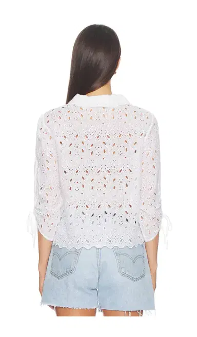 Frame The Paisely Eyelet Cinch Sleeve Shirt | Thumbnail 3