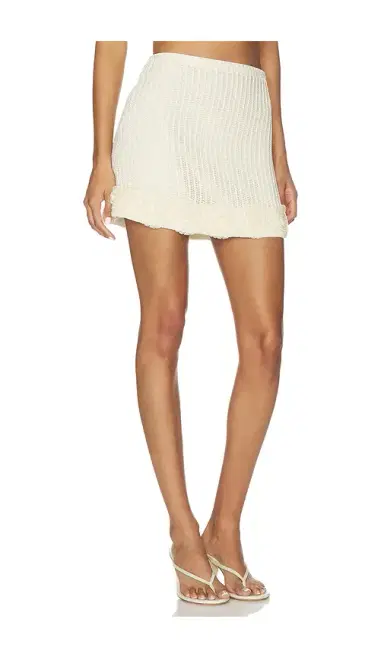 self-portrait Cream Crochet Flower Knit Mini Skirt | Thumbnail 2