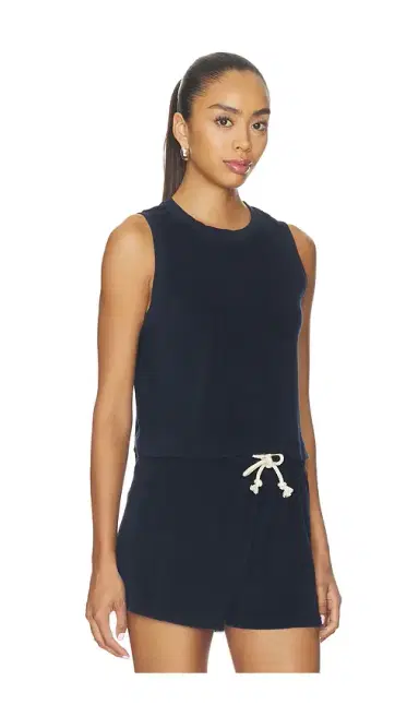 perfectwhitetee Esther Loop Terry High Neck Crop Tank | Thumbnail 2