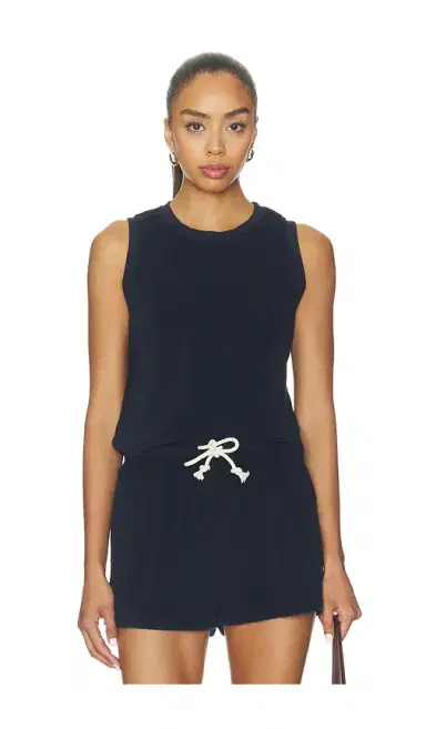 perfectwhitetee Esther Loop Terry High Neck Crop Tank | Thumbnail 1