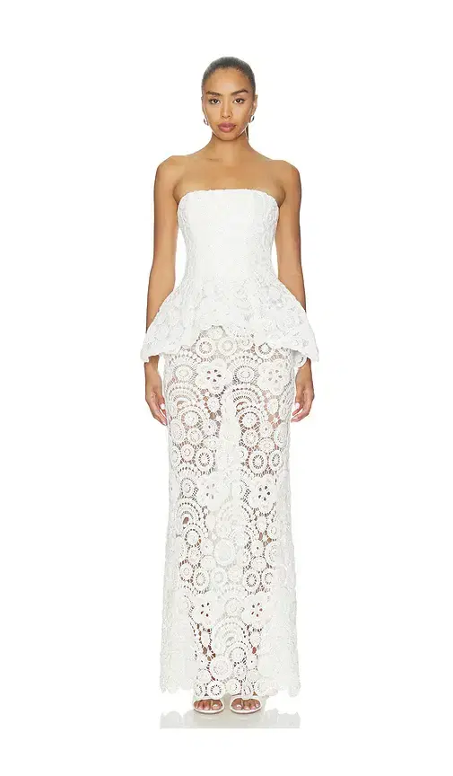 Gal Embroidery Peplum Maxi Dress