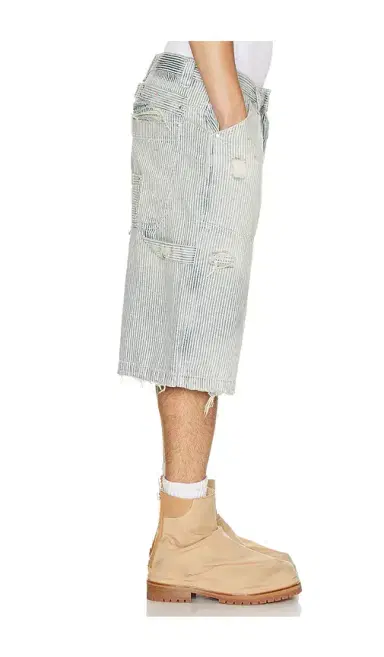 Jaded London Distressed Pinstripe Carpenter Jorts | Thumbnail 2 Jaded London Distressed Pinstripe Carpenter Jorts | Thumbnail 2