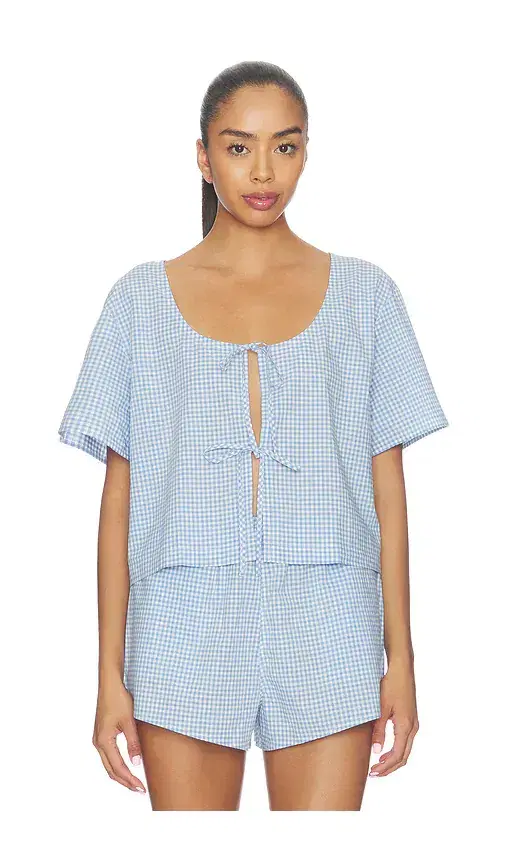 LUNYA Airy Cotton Tie Front Top