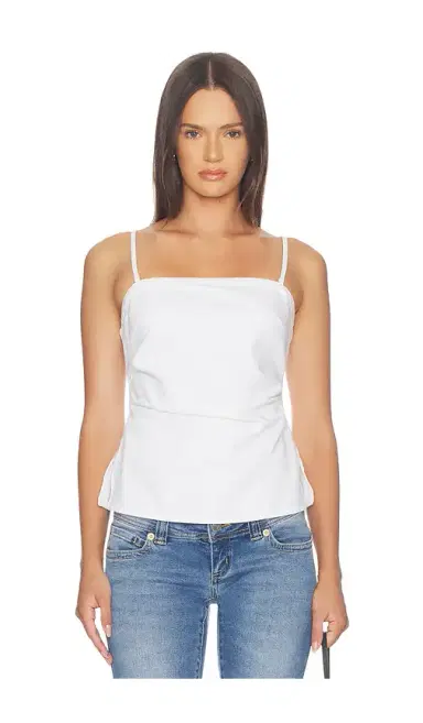 Madewell Airy Denim Ruched Squareneck Tank | Thumbnail 1