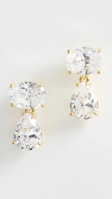 SHASHI Oval Pear Drop Earrings Gold One Size | Thumbnail 2