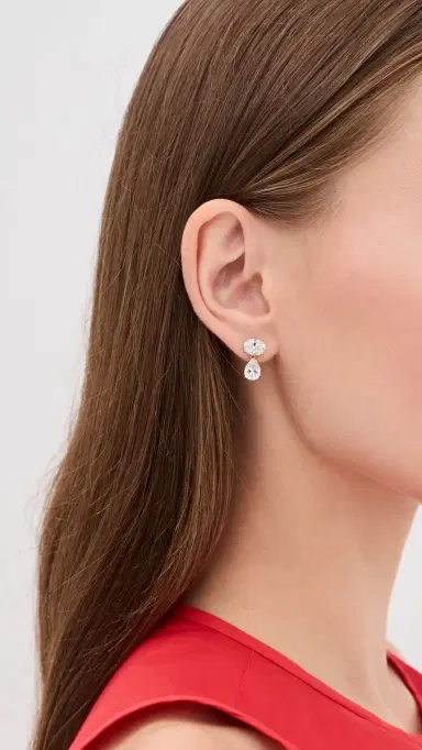 SHASHI Oval Pear Drop Earrings Gold One Size | Thumbnail 3