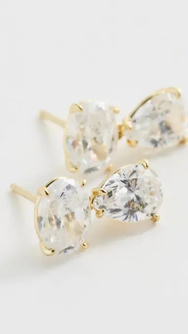 SHASHI Oval Pear Drop Earrings Gold One Size | Thumbnail 4