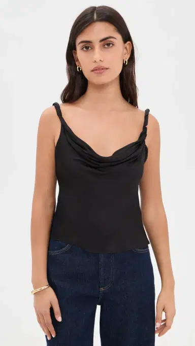 Alice + Olivia Monique Twist Strap Cowl Neck Tank Black | Thumbnail 2 Alice + Olivia Monique Twist Strap Cowl Neck Tank Black | Thumbnail 2