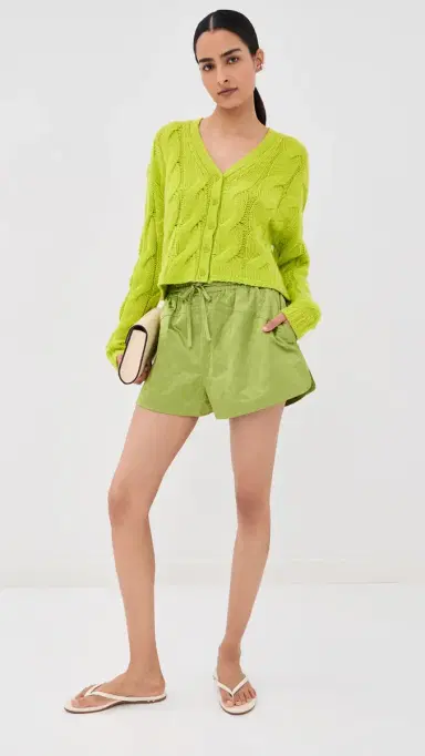 Sablyn Jolie Cropped Cashmere Cable Cardigan Chartruese | Thumbnail 6 Sablyn Jolie Cropped Cashmere Cable Cardigan Chartruese | Thumbnail 6