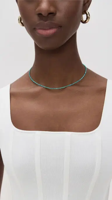 SHASHI Aisha Gemstone Necklace in Turquoise Turquoise One Size | Thumbnail 3