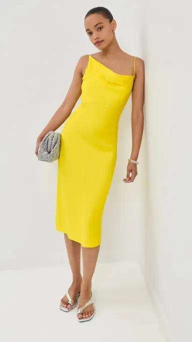 Stella McCartney Slip Satin Dress Bright Yellow | Thumbnail 2